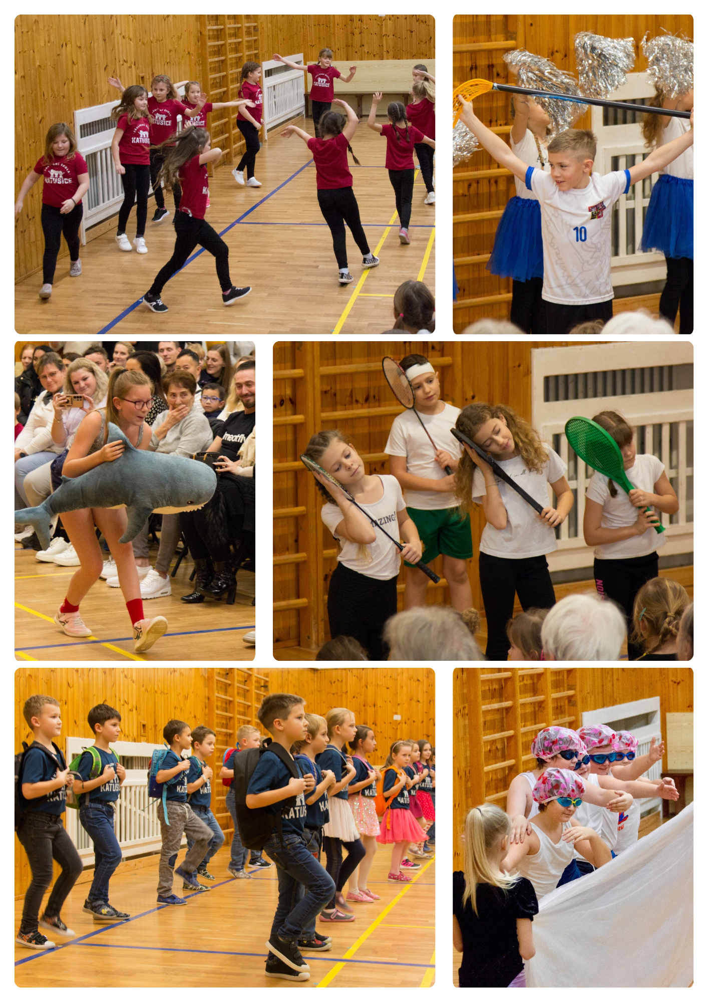 Fotky dětí vystupujících na školní besídce