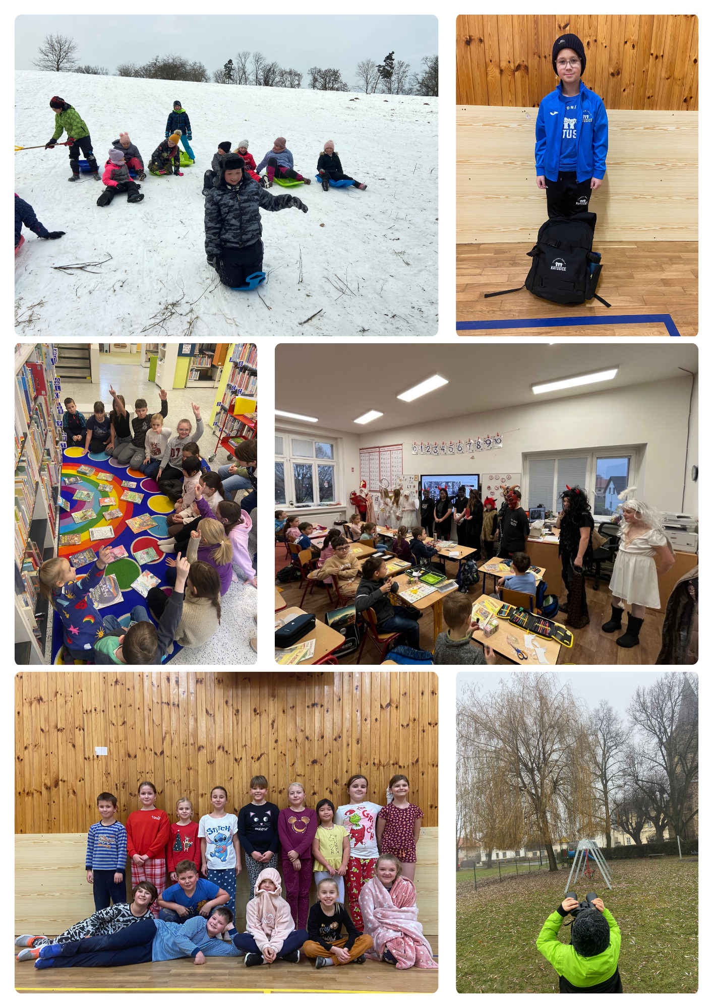 Fotky dětí během prvního pololetí - děti na sněhu, děti ve škole, Mikuláš...